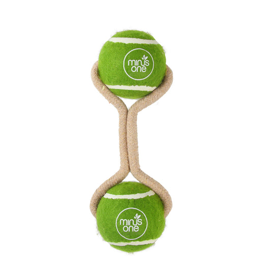 Minus One Dog Tennis Ball Rope Toy Double Meadow