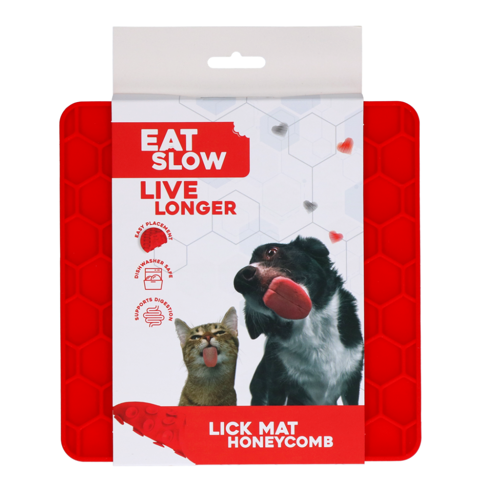 Eat Slow Live Longer Lick Mat Honeycomb Rood