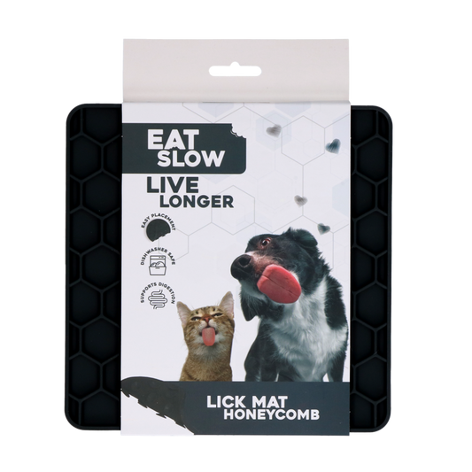 Eat Slow Live Longer Lick Mat Honeycomb Grijs