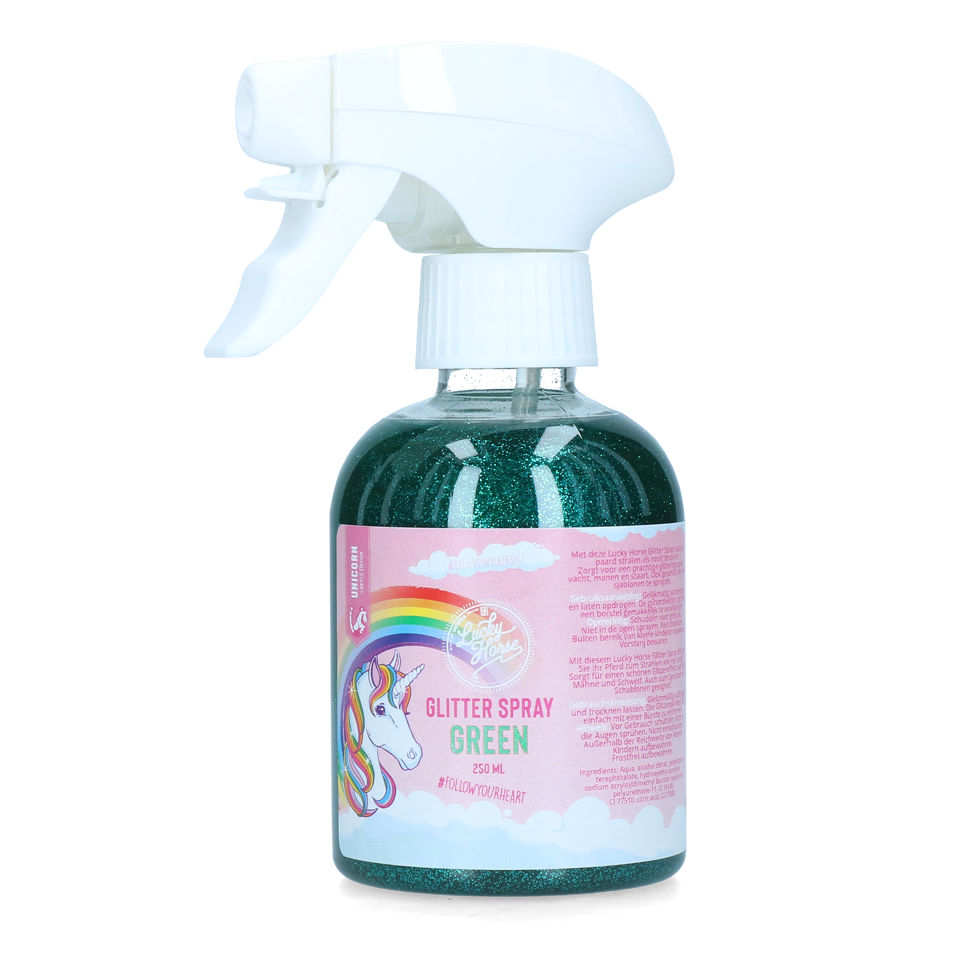 Lucky Horse Unicorn Groen Glitterspray